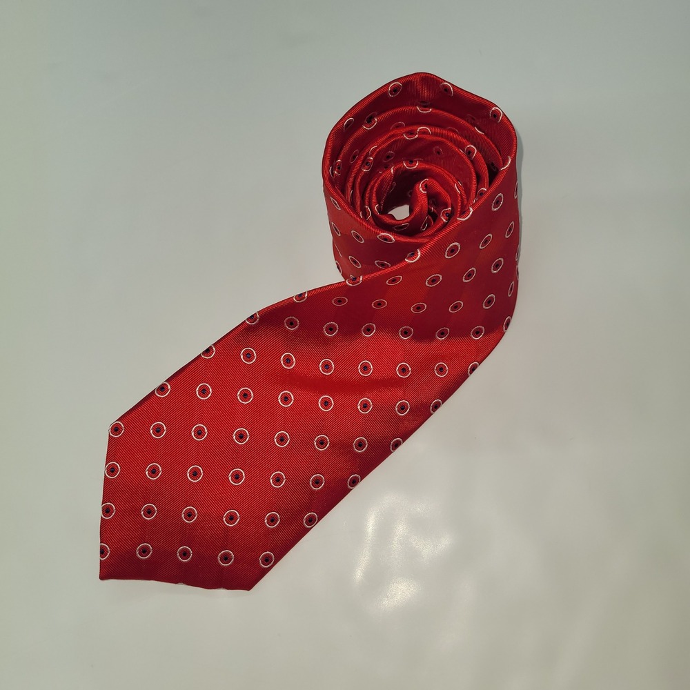 Chaps Tie Men Red Polka Dot Silk‎ Handmade Necktie Preppy Office Valentine
